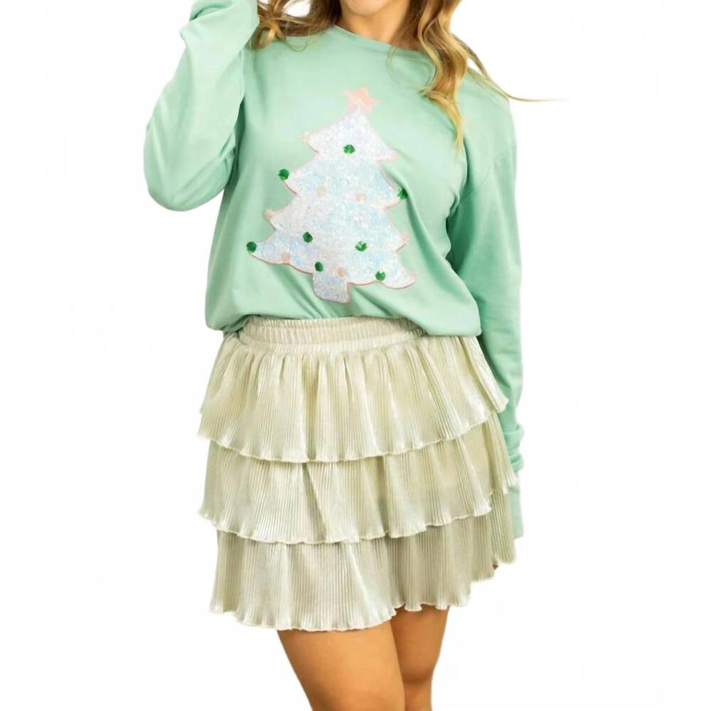 NEW GRACE + EMMA sequins christmas tree sweatshirt in green